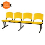 Cadeira Longarina PLASTICA 4 Lugares Cor Amarelo 33097 MÓVEIS JINFLEX Longarinas 7