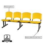 Cadeira Longarina PLASTICA 4 Lugares Cor Amarelo 33097 MÓVEIS JINFLEX Longarinas 8