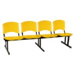 Cadeira Longarina PLASTICA 4 Lugares Cor Amarelo 33097 MÓVEIS JINFLEX Longarinas 9