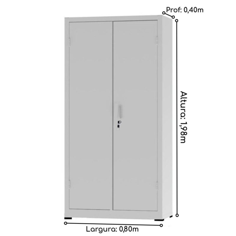 Armário de Aço PA 80 #26 1,98×0,80×0,40m – NOBRE – CZ/CZ – 12131 MÓVEIS JINFLEX Armário de Aço 4