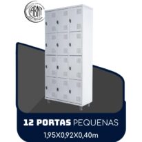 Armário Roupeiro de Aço c/ 12 Portas PEQUENAS – 1,95×0,92×0,40m – SA – CZ/CZ – 14001 MÓVEIS JINFLEX Roupeiro de Aço