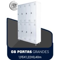 Armário Roupeiro de Aço c/ 08 Portas GRANDES – 1,95×1,22×0,40m – SA – CZ/CZ – 14003 MÓVEIS JINFLEX Roupeiro de Aço