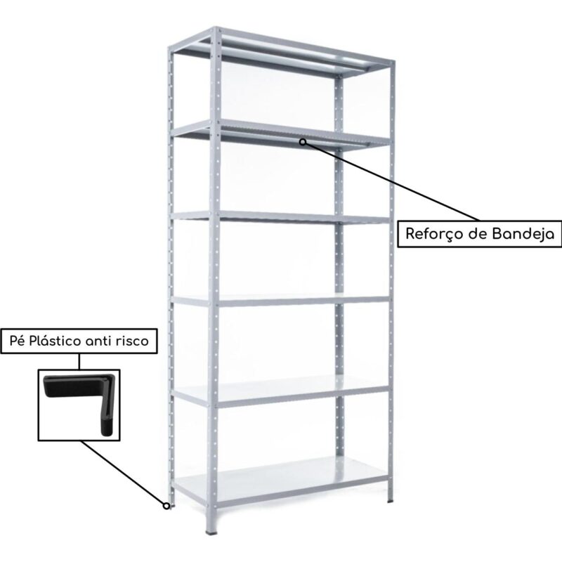 Estante de Aço com 06 Bandejas 40cm (22/18) – 1,98×0,92×0,40m – SA – 11031 MÓVEIS JINFLEX Estante de Aço 4