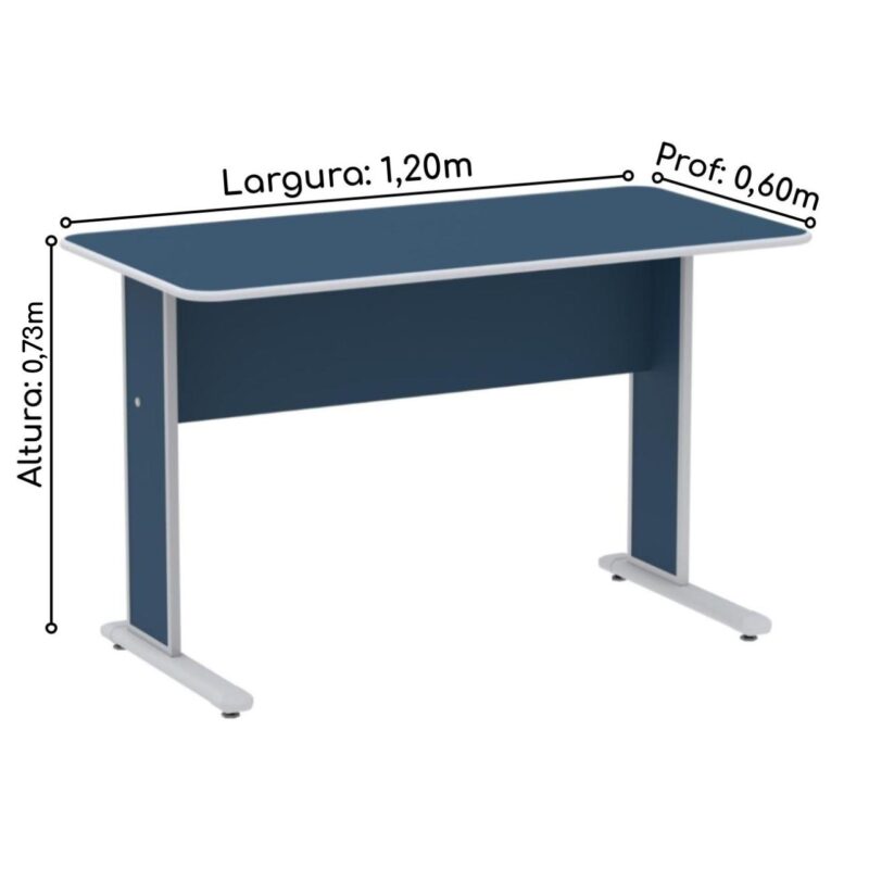 Mesa Escritório 1,20×0,60m c/ Gavetas – Cor Azul – 44085 MÓVEIS JINFLEX JOB 15 mm 5