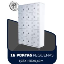 Armário Roupeiro de Aço c/ 16 Portas PEQUENAS – 1,95×1,25×0,40m – SA – CZ/CZ – 14000 MÓVEIS JINFLEX Roupeiro de Aço