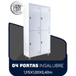 Roupeiro de Aço INSALUBRE com 04 Portas – 1,95×1,00×0,40m – CZ/CZ – SA – 14006 MÓVEIS JINFLEX Roupeiro de Aço 5