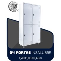 Roupeiro de Aço INSALUBRE com 04 Portas – 1,95×1,00×0,40m – CZ/CZ – SA – 14006 MÓVEIS JINFLEX Roupeiro de Aço