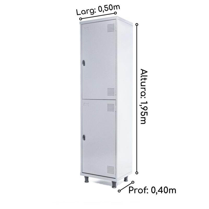 Roupeiro de Aço INSALUBRE c/ 02 Portas – 1,95×0,50×0,40m – CZ/CZ – SA – 14005 MÓVEIS JINFLEX Roupeiro de Aço 4