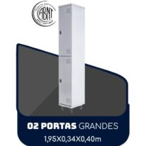 Armário Roupeiro de Aço c/ 02 Portas GRANDES – 1,95×0,34×0,40m – SA – CZ/CZ – 14007 MÓVEIS JINFLEX Roupeiro de Aço