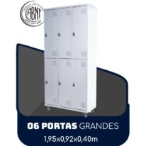 Armário Roupeiro de Aço c/ 06 Portas GRANDES – 1,95×0,92×0,40m – SA – CZ/CZ – 14009 MÓVEIS JINFLEX Roupeiro de Aço