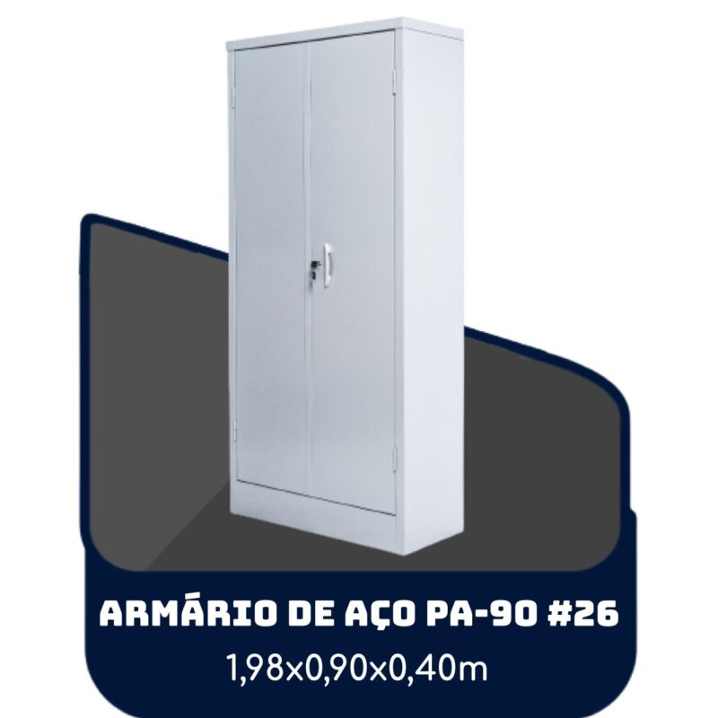 Armário de Aço PA 90 #26 – 1,98×0,90×0,40m – SA – 13120 MÓVEIS JINFLEX Armário de Aço 2