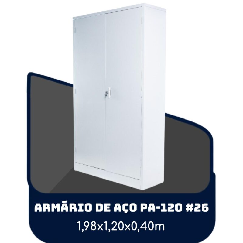 Armário de Aço PA 120 #26 – 1,98×1,20×0,40m – SA – 13121 MÓVEIS JINFLEX Armário de Aço 2