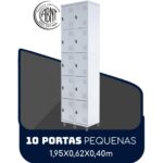 Armário Roupeiro de Aço c/ 10 Portas PEQUENAS – 1,95×0,62×0,40m – SA – CZ/CZ – 14010 MÓVEIS JINFLEX Roupeiro de Aço 6