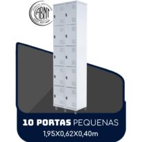 Armário Roupeiro de Aço c/ 10 Portas PEQUENAS – 1,95×0,62×0,40m – SA – CZ/CZ – 14010 MÓVEIS JINFLEX Roupeiro de Aço