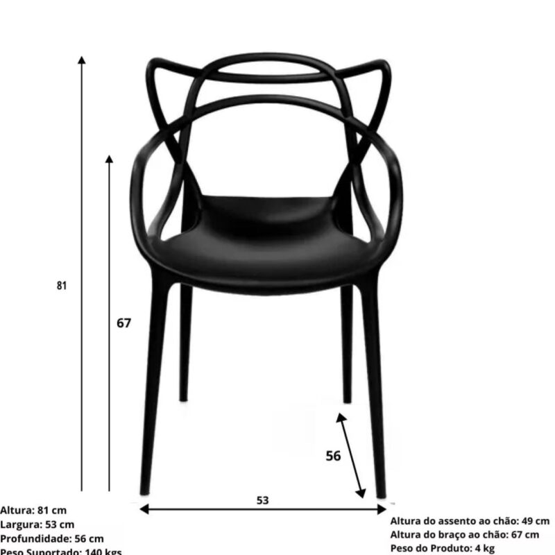 Cadeira Interlocutor OSLO para Escritório ou Jantar – Polipropileno – Cor Preto – 48005 MÓVEIS JINFLEX Cadeiras Fixas 5