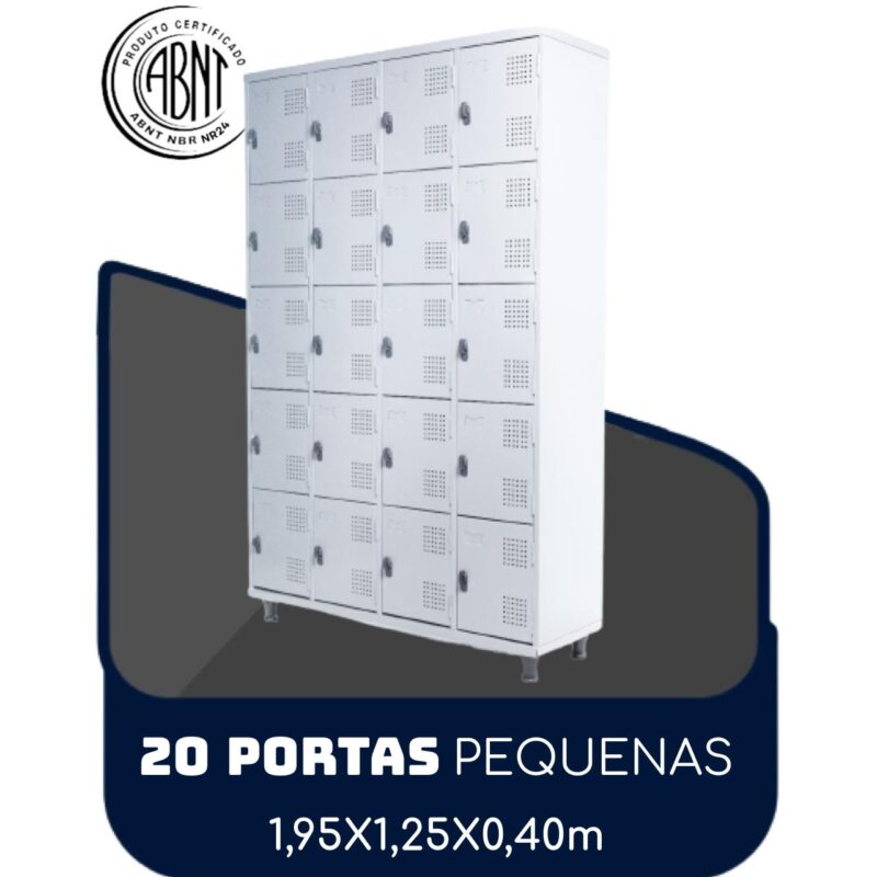 Roupeiro de Aço 20 portas Pequenas – 1,95×1,25×0,40m – CZ/CZ – SA – 14004 MÓVEIS JINFLEX Roupeiro de Aço 2