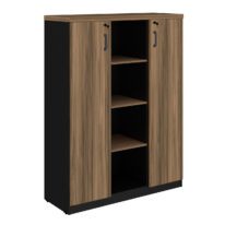 Armário Alto Credenza com Nicho – 1,61×1,20×0,45m NOGAL SEVILHA/PRETO – 21415 MÓVEIS JINFLEX Linha 40 mm