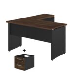 Mesa em L (Mesa 1,35m + Mesa Auxiliar) – C/ Gavetas MARSALA/PRETO – 25423 MÓVEIS JINFLEX Linha 30 mm 11