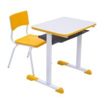 Kit Escolar Individual AMARELO – (Mesa e Cadeira) – JUVENIL – MDF – COR AMARELO – 40094 MÓVEIS JINFLEX Conjunto Escolar