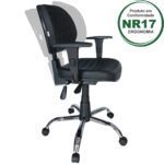 Cadeira Executiva Back System COSTURADA – ARANHA CROMADA – Braços Reguláveis – Cor Preta 31011 MÓVEIS JINFLEX Executiva 7