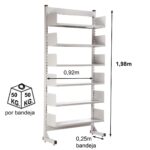 Estante Biblioteca de PAREDE com 06 Bandejas – 1,98×0,92×0,30m – NOBRE – 11108 MÓVEIS JINFLEX Estante de Aço 8