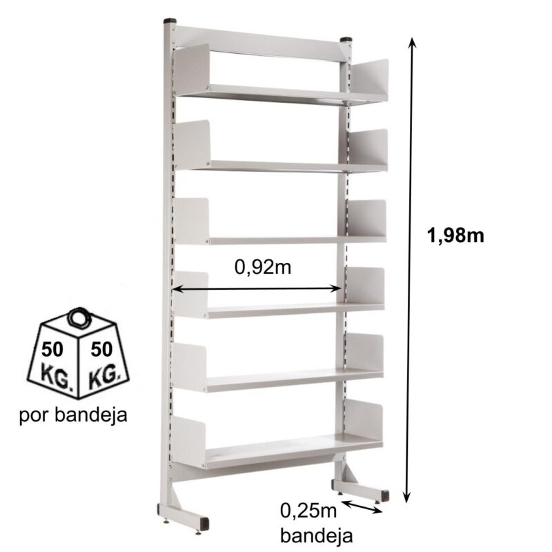 Estante Biblioteca de PAREDE com 06 Bandejas – 1,98×0,92×0,30m – NOBRE – 11108 MÓVEIS JINFLEX Estante de Aço 3