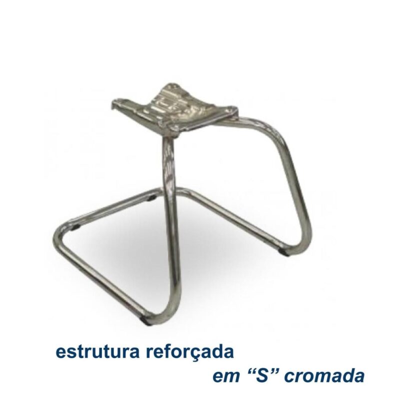 Cadeira Executiva COSTURADA Base em “S” Cromada – Corino Preto 31016 MÓVEIS JINFLEX Cadeiras Fixas 6