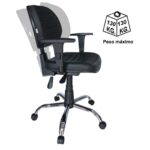 Cadeira Executiva Back System COSTURADA – ARANHA CROMADA – Braços Reguláveis – Cor Preta 31011 MÓVEIS JINFLEX Executiva 9