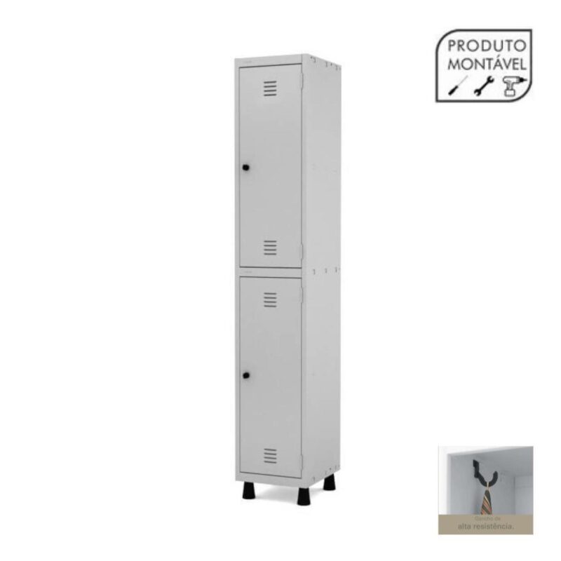 Armário Roupeiro de Aço com 02 PORTAS GRANDES – 1,93×0,34×0,40m – CZ/CZ – PANDIN – 10001 MÓVEIS JINFLEX Roupeiro de Aço 4