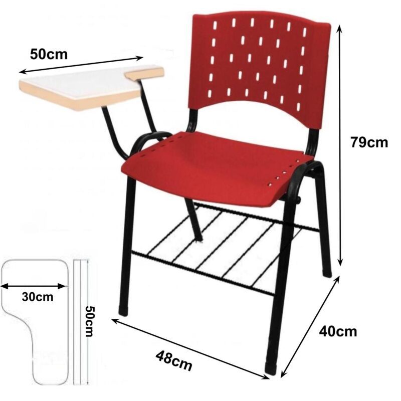 Carteira Universitária Plástica – Plástico VERMELHO 32009 MÓVEIS JINFLEX Carteira Escolar 3