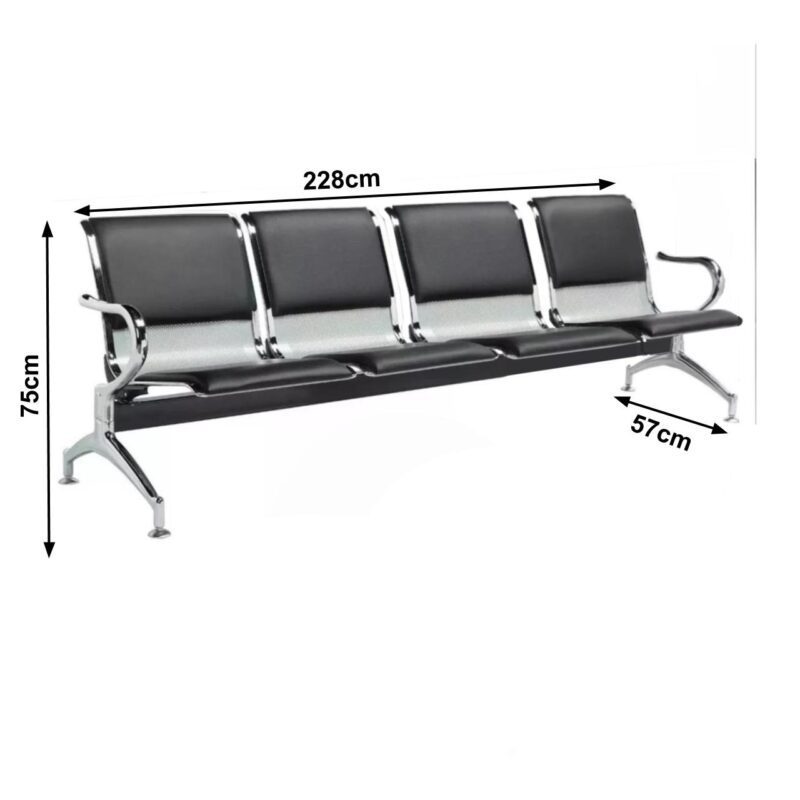 Longarina AEROPORTO ESTOFADA com 04 Lugares – Cor Cromada 33112 MÓVEIS JINFLEX Longarinas 3