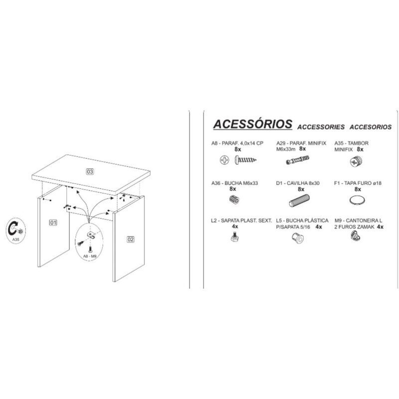 Mesa de Escritório 1,50×0,60m Sem Gavetas NOGAL SEVILHA/PRETO – 21472 MÓVEIS JINFLEX Linha 40 mm 7