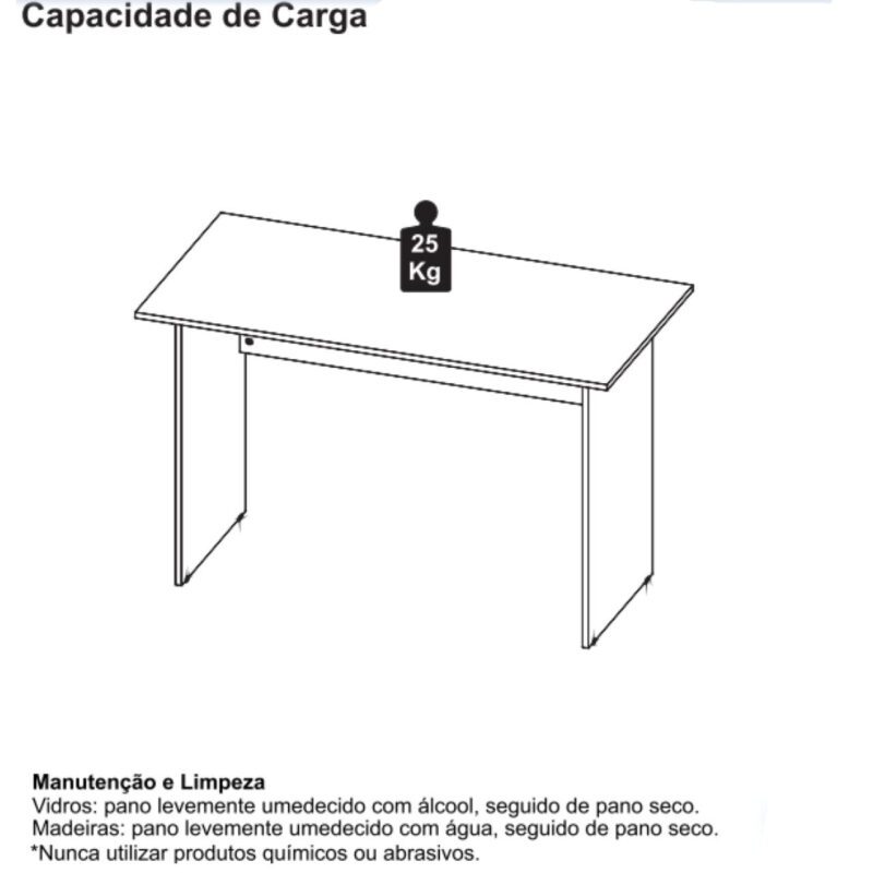 Mesa de Escritório 1,50×0,60m Sem Gavetas NOGAL SEVILHA/PRETO – 21472 MÓVEIS JINFLEX Linha 40 mm 6