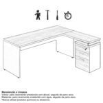 Mesa Escritório em “L” c/ Gaveteiro 1,70×1,60m NOGAL SEVILHA/PRETO – 21423 MÓVEIS JINFLEX Linha 40 mm 15