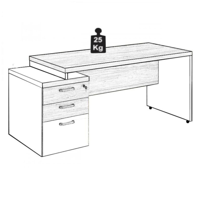 Mesa PEDESTAL RETA (03 Gav.) – 1,92X0,70m NOGAL SEVILHA/PRETO – 21405 MÓVEIS JINFLEX Linha 40 mm 5