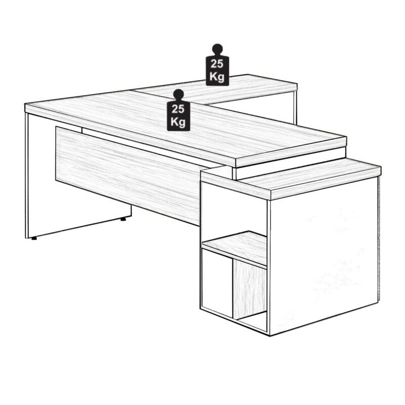 Mesa PEDESTAL com “L” – 1,92×1,60m NOGAL SEVILHA/PRETO – 21406 MÓVEIS JINFLEX Linha 40 mm 4