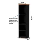 Armário TORRE Aberta NOGAL SEVILHA / PRETO – 21432 MÓVEIS JINFLEX Linha 40 mm 8