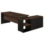 Mesa Escritório Diretorzinha c/ Aparador – Pé de MADEIRA – 1,90×1,60m MARSALA / PRETO / PRETO – 23487 MÓVEIS JINFLEX Linha 30 mm 10