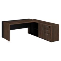 Mesa PRESIDENTE c/ Armário Pedestal – 1,82×1,80m MARSALA / PRETO – 23483 MÓVEIS JINFLEX Linha 30 mm