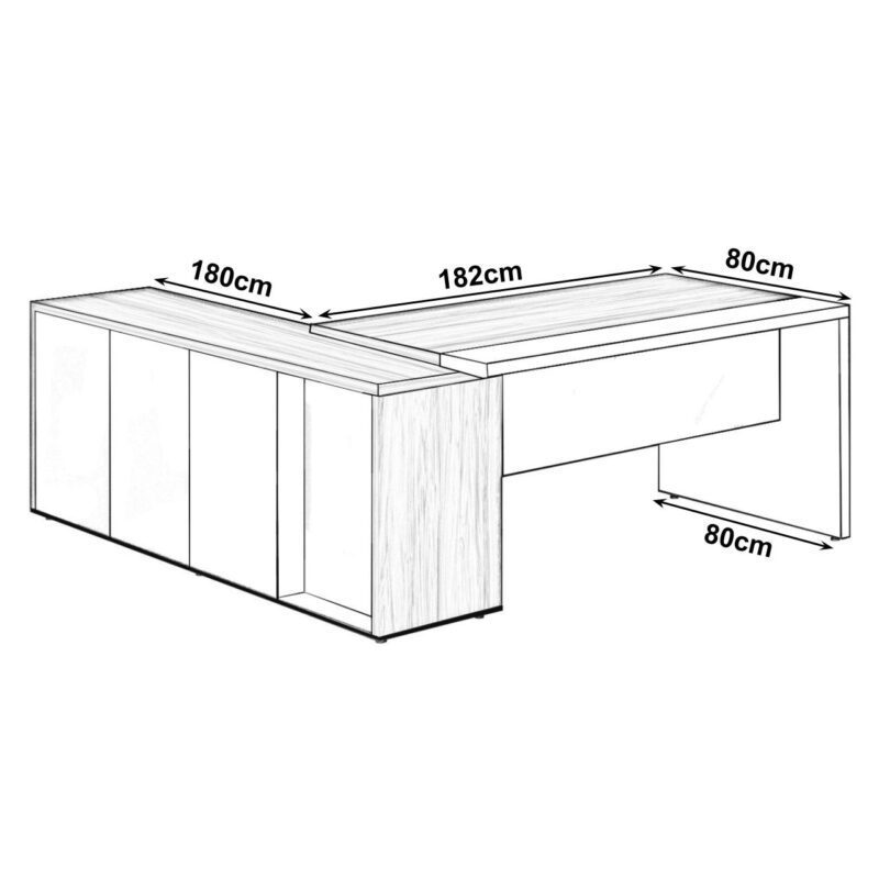 Mesa PRESIDENTE c/ Armário Pedestal – 1,82×1,80m MARSALA / PRETO – 23483 MÓVEIS JINFLEX Linha 30 mm 4