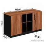 Armário Baixo GOLD Credenza ESPECIAL – 1,60×0,72×0,45m NOGALSEVILHA / PRETO – 23502 MÓVEIS JINFLEX Linha 40 mm 6