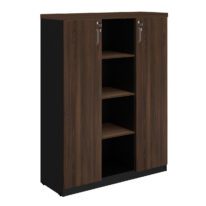 Armário Alto Credenza com Nicho 1,60×1,20×0,45m MARSALA / PRETO – 51018 MÓVEIS JINFLEX Linha 30 mm