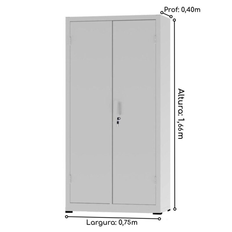 Armário de Aço c/ 02 portas – PA 75 – 1,66×0,75×0,32m – CHAPA # 26 – NOBRE – 12121 MÓVEIS JINFLEX Armário de Aço 3