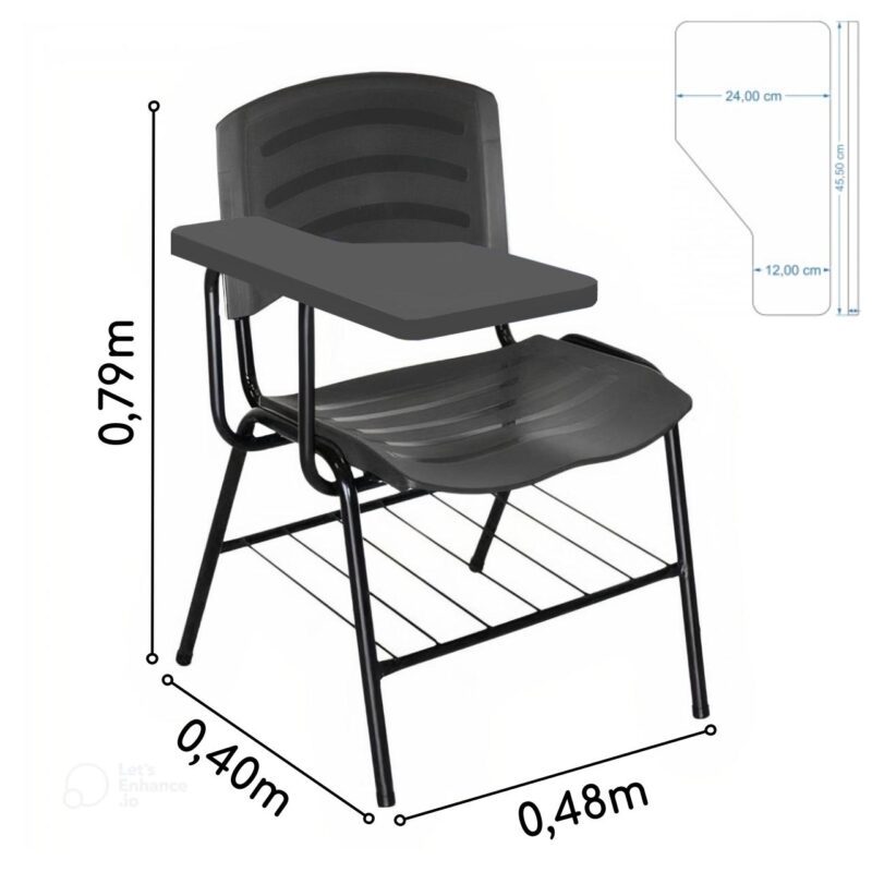 Cadeira Universitária Plástica Prancheta PLÁSTICA – COR PRETO 34020 MÓVEIS JINFLEX Carteira Escolar 5