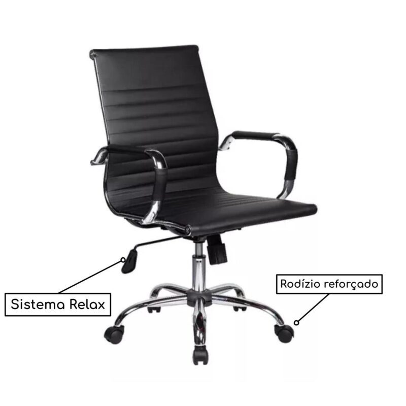 Cadeira DIRETOR Charles Eames Esteirinha – PRETO – PMD – 32887 MÓVEIS JINFLEX Presidente 5