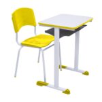 Kit Escolar Individual AMARELO – (Mesa e Cadeira) – ADULTO – MADEIRA – COR AMARELO – 40098 MÓVEIS JINFLEX Conjunto Escolar 6