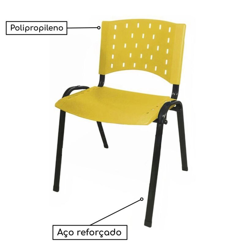 Cadeira Plástica 04 Pés – AMARELO – (Polipropileno) – 31204 MÓVEIS JINFLEX Plástica 4