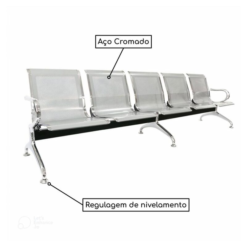 Longarina AEROPORTO com 05 Lugares – Cor Cromada – 33113 MÓVEIS JINFLEX Longarinas 3