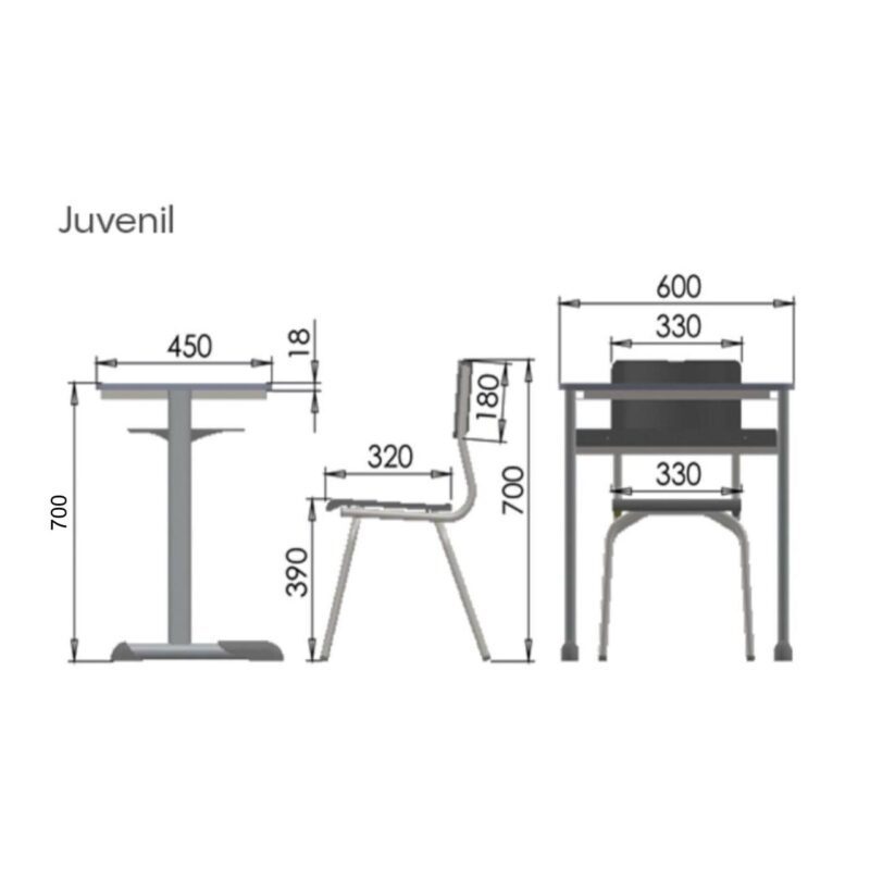 Kit Escolar Individual AZUL – (Mesa e Cadeira) – JUVENIL – MADEIRA – COR AZUL – 40091 MÓVEIS JINFLEX Conjunto Escolar 5